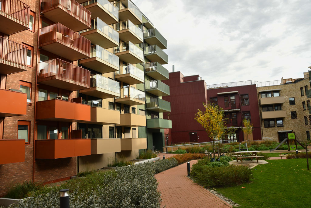 Modern apartment buildings in Brobekkveien at Vollebekk in Bydel Bjerke, Oslo