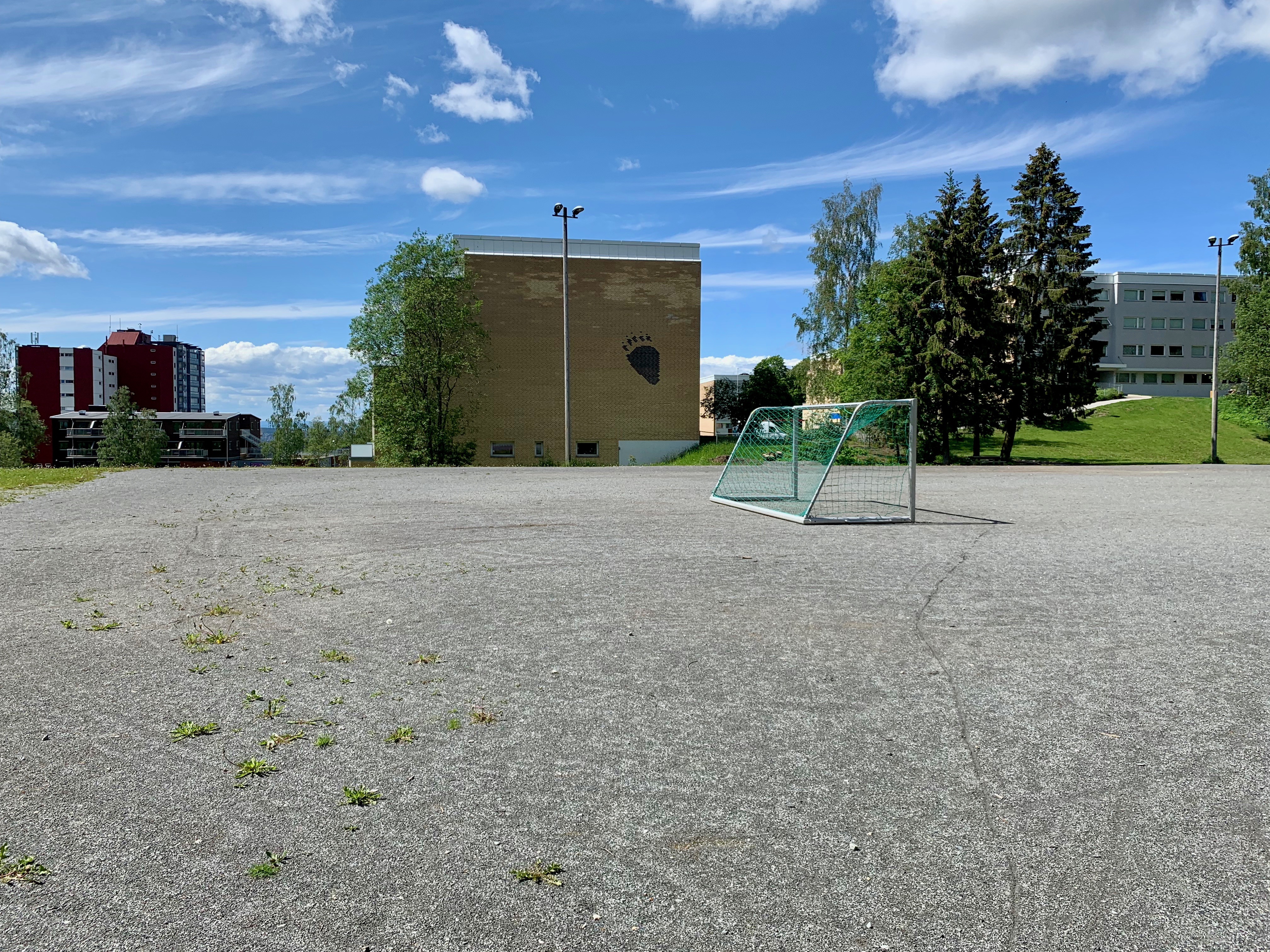 Football field and surrounding residential context in Blystadlia, Rælingen